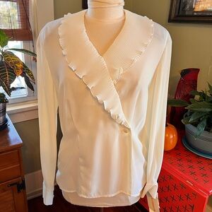 Liz Claiborne Cream Ruffled Blouse
